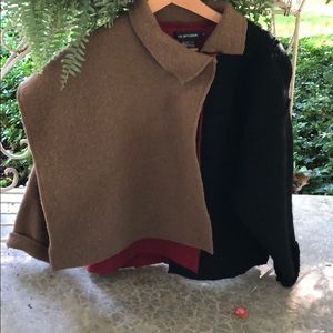 Vintage Asymmetrical Wrap Style Cape Boiled Wool Jacket